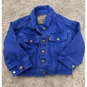 VTG Little Levi’s 72027 Toddler 2T Denim Trucker Jacket USA Made Orange Tab